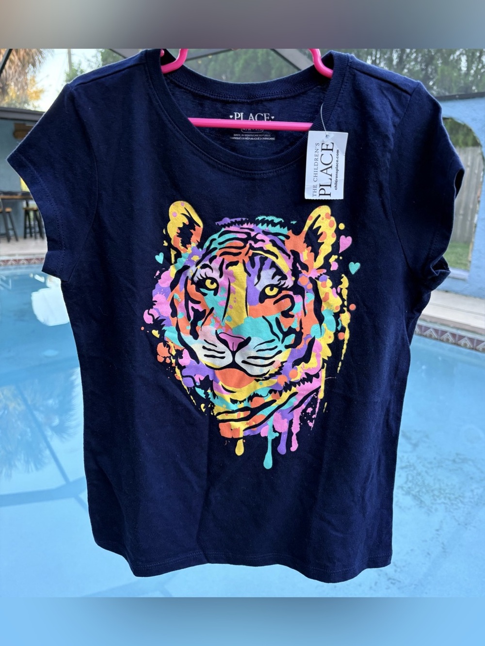 THE CHILDREN’S PLACE Tiger Graphic Short Sleeve Tee NWT in Blue Size M (7/8)